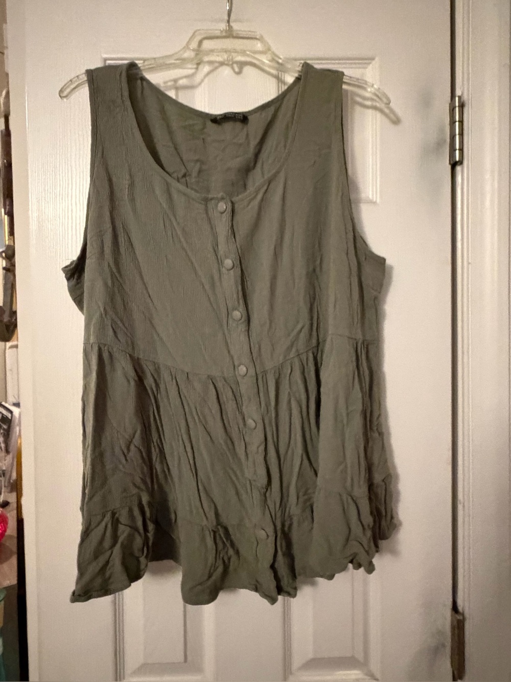 BloomChic Olive Green Sleeveless Button-Front Tank